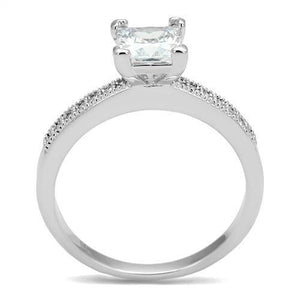 3W1209 Rhodium Brass Ring with AAA Grade CZ in Clear