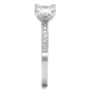 3W1209 Rhodium Brass Ring with AAA Grade CZ in Clear