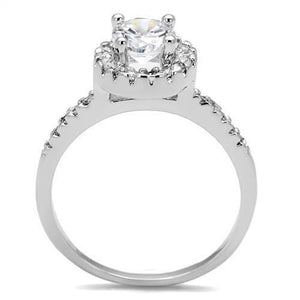 3W1210 Rhodium Brass Ring with AAA Grade CZ in Clear