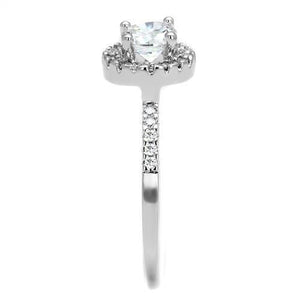 3W1210 Rhodium Brass Ring with AAA Grade CZ in Clear
