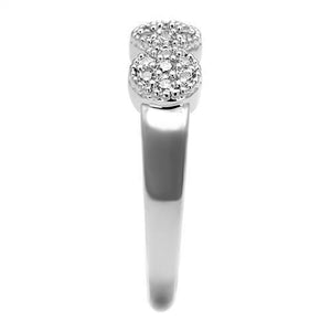 3W1220 Rhodium Brass Ring with AAA Grade CZ in Clear