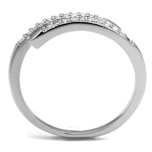 3W1222 Rhodium Brass Ring with AAA Grade CZ in Clear