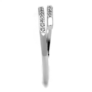 3W1222 Rhodium Brass Ring with AAA Grade CZ in Clear