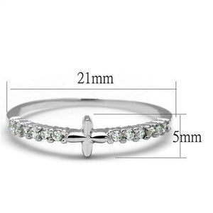 3W1227 Rhodium Brass Ring with AAA Grade CZ in Clear