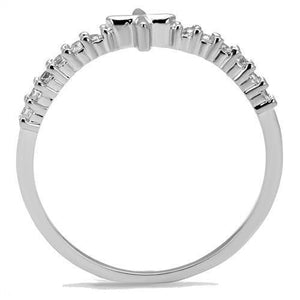 3W1227 Rhodium Brass Ring with AAA Grade CZ in Clear