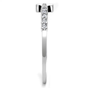 3W1227 Rhodium Brass Ring with AAA Grade CZ in Clear