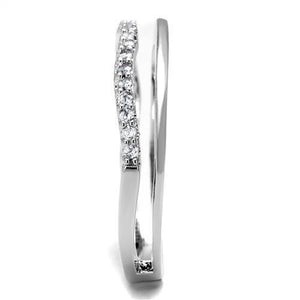 3W1229 Rhodium Brass Ring with AAA Grade CZ in Clear