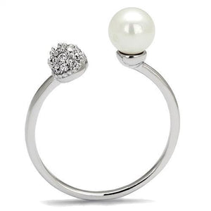 3W1230 Rhodium Brass Ring with Synthetic in White