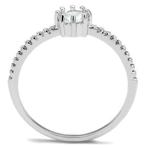 3W1233 Rhodium Brass Ring with AAA Grade CZ in Clear