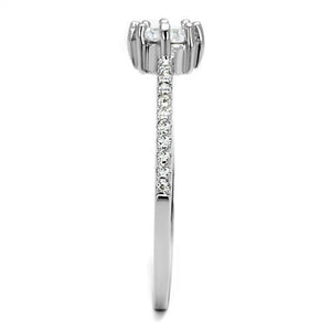 3W1233 Rhodium Brass Ring with AAA Grade CZ in Clear