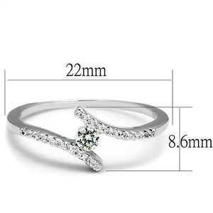 3W1237 Rhodium Brass Ring with AAA Grade CZ in Clear