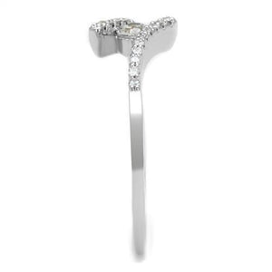 3W1237 Rhodium Brass Ring with AAA Grade CZ in Clear