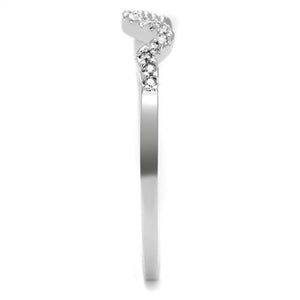 3W1239 Rhodium Brass Ring with AAA Grade CZ in Clear