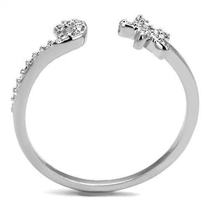 3W1240 Rhodium Brass Ring with AAA Grade CZ in Clear