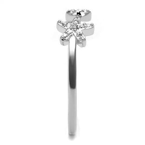 3W1240 Rhodium Brass Ring with AAA Grade CZ in Clear