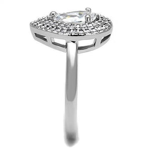 3W1242 Rhodium Brass Ring with AAA Grade CZ in Clear