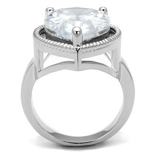 3W1305 Rhodium Brass Ring with AAA Grade CZ in Clear