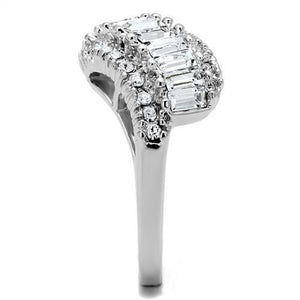 3W1306 Rhodium Brass Ring with Top Grade Crystal in Clear