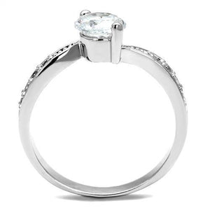 3W1337 Rhodium Brass Ring with AAA Grade CZ in Clear