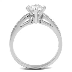 3W1340 Rhodium Brass Ring with AAA Grade CZ in Clear