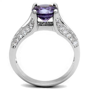 3W1359 Rhodium Brass Ring with AAA Grade CZ in Amethyst