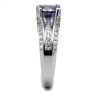 3W1359 Rhodium Brass Ring with AAA Grade CZ in Amethyst