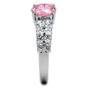 3W1361 Rhodium Brass Ring with AAA Grade CZ in Rose