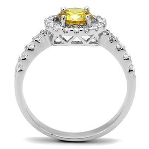 3W1362 Rhodium Brass Ring with AAA Grade CZ in Topaz