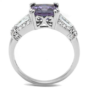 3W1365 Rhodium Brass Ring with AAA Grade CZ in Amethyst
