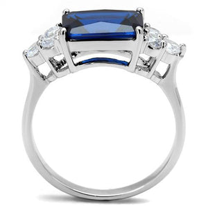 3W1367 Rhodium Brass Ring with Synthetic in London Blue