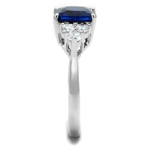 3W1367 Rhodium Brass Ring with Synthetic in London Blue