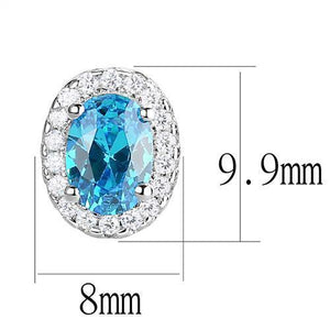 3W1369 Rhodium 925 Sterling Silver Earrings with Synthetic in London Blue
