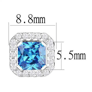 3W1370 Rhodium 925 Sterling Silver Earrings with Synthetic in London Blue