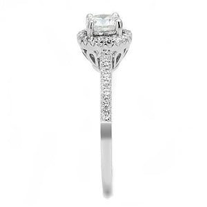 3W1386 - Rhodium 925 Sterling Silver Ring with AAA Grade CZ  in Clear