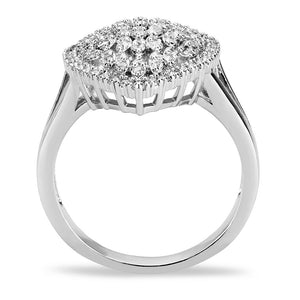 3W1436 Rhodium Brass Ring with AAA Grade CZ in Clear