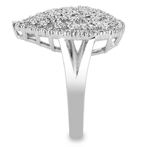 3W1436 Rhodium Brass Ring with AAA Grade CZ in Clear