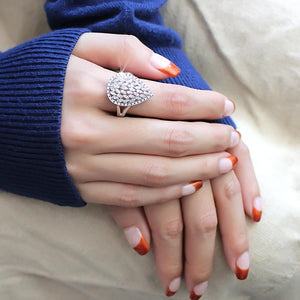 3W1436 Rhodium Brass Ring with AAA Grade CZ in Clear