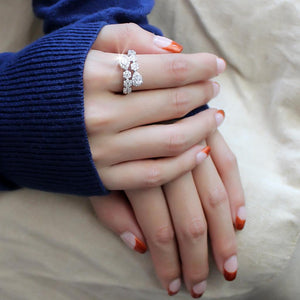 3W1441 Rhodium Brass Ring with AAA Grade CZ in Clear