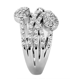3W1446 Rhodium Brass Ring with AAA Grade CZ in Clear