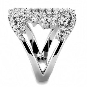 3W1448 Rhodium Brass Ring with AAA Grade CZ in Clear