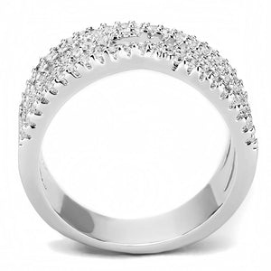 3W1450 Rhodium Brass Ring with AAA Grade CZ in Clear