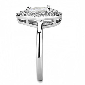 3W1453 Rhodium Brass Ring with AAA Grade CZ in Clear