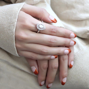 3W1453 Rhodium Brass Ring with AAA Grade CZ in Clear