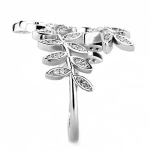 3W1457 Rhodium Brass Ring with AAA Grade CZ in Clear