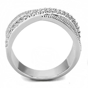 3W1464 Rhodium Brass Ring with AAA Grade CZ in Clear
