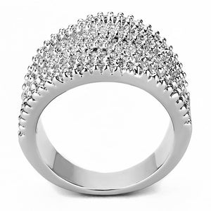 3W1465 Rhodium Brass Ring with AAA Grade CZ in Clear