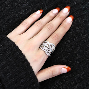 3W1466 Rhodium Brass Ring with AAA Grade CZ in Clear