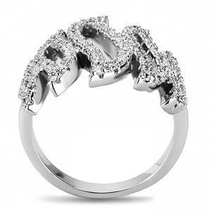 3W1467 Rhodium Brass Ring with AAA Grade CZ in Clear