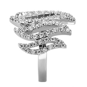 3W1467 Rhodium Brass Ring with AAA Grade CZ in Clear