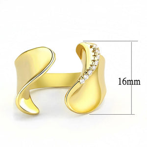 3W1475 Gold Brass Ring with AAA Grade CZ in Clear